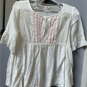 White Embroidered Women's Top